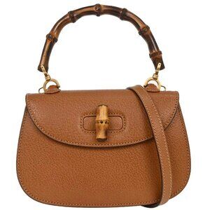 Gucci Brown Pigskin Bamboo 2way Handbag